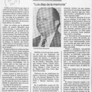 "Los días de la memoria"  [artículo] E. Domarchi V.