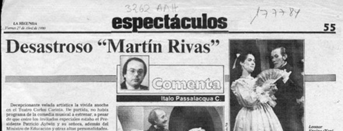 Desastroso "Martín Rivas"  [artículo] Italo Passalacqua C.