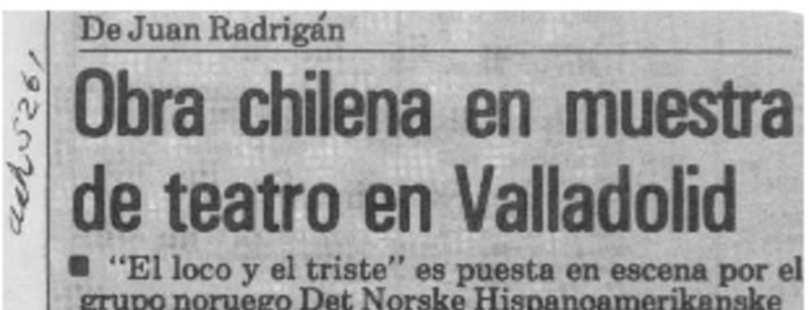 Obra chilena en muestra de teatro en Valladolid  [artículo].