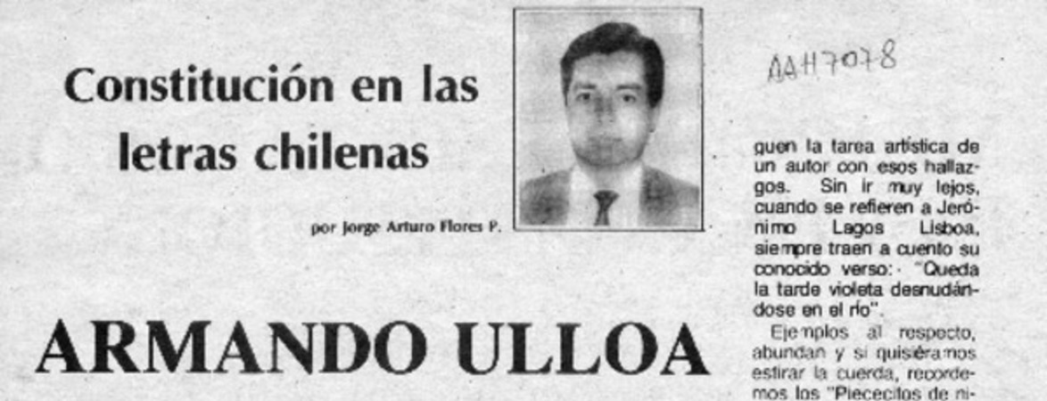 Armando Ulloa  [artículo] Jorge Arturo Flores P.