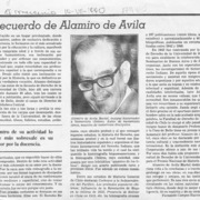 Recuerdo de Alamiro de Avila  [artículo] Fernando Campos Harriet.