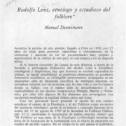 Rodolfo Lenz, etnólogo y estudioso del folklore  [artículo] Manuel Dannemann.