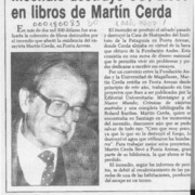 Incendio destruyó US$ 2.500 en libros de Martín Cerda  [artículo].