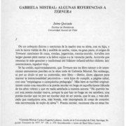 Gabriela Mistral, algunas referencias a Ternura  [artículo] Jaime Quezada.