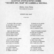 Algunas anotaciones sobre "Muerte del mar" de Gabriela Mistral  [artículo] Marina Arrate Palma.