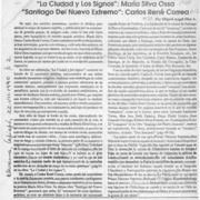 "La ciudad y los signos", María Silva Ossa ; "Santiago del Nuevo Extremo", Carlos René Correa  [artículo] Miguel Angel Díaz A.