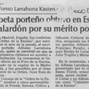 Poeta porteño obtuvo en España galardón por su mérito poético  [artículo].