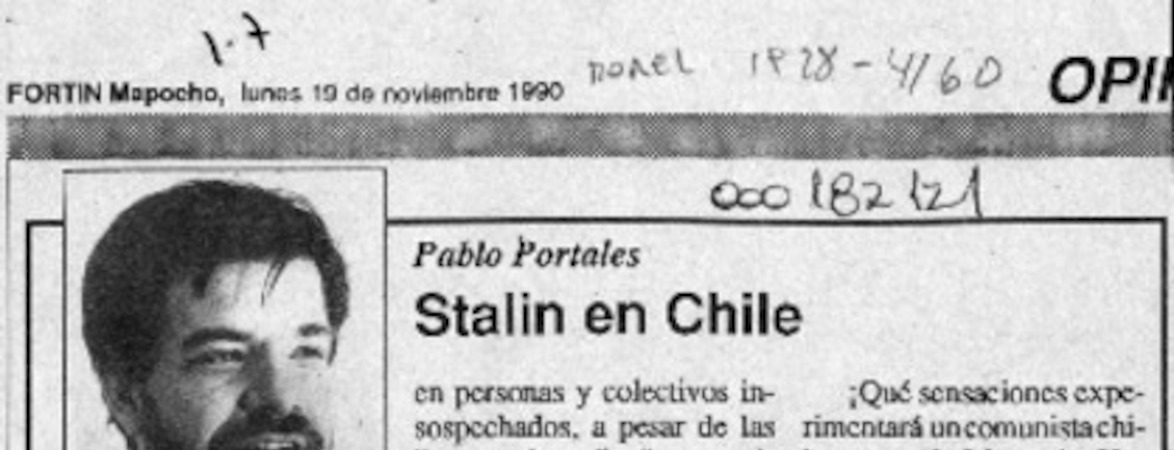 Stalin en Chile  [artículo] Pablo Portales.