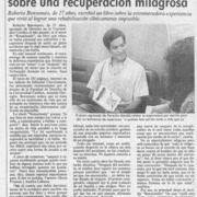"Renaciendo", testimonio de un joven sobre una recuperación milagrosa  [artículo] Angélica Rivera.