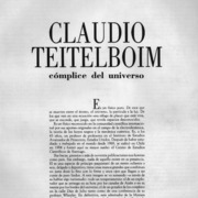 Claudio Teitelboim cómplice del universo  [artículo] Margarita Serrano.