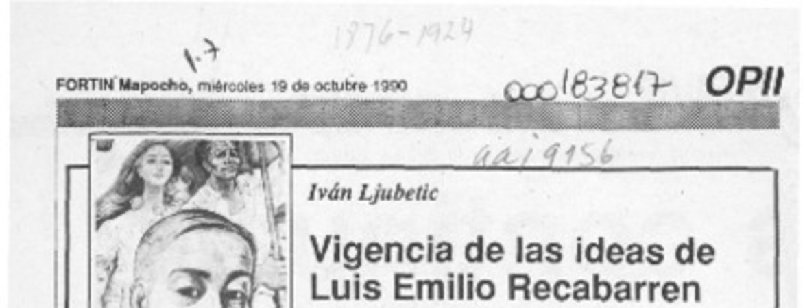 Vigencia de las ideas de Luis Emilio Recabarren  [artículo] Iván Ljubetic.