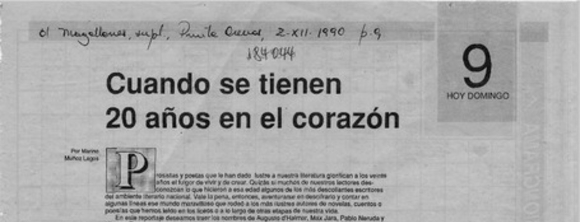 Cuando se tienen 20 años en el corazón