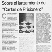 Sobre el lanzamiento de "Cartas de prisionero"