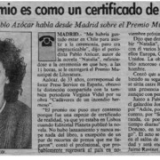 "Este premio es como un certificado de realidad"