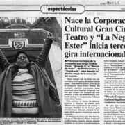 Nace la Corporación Cultural Gran Circo Teatro y "La negra Ester"inicia gira internacional  [artículo].
