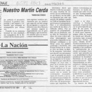 Nuestro Martín Cerda  [artículo] Ramón Díaz Eterovic.