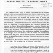El paradigma masculinofemenino en el discurso narrativo de Amanda Labarca  [artículo] / Patricia Pinto.