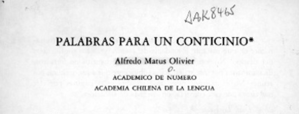Palabras para un conticinio  [artículo] Alfredo Matus Olivier.