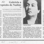 Gabriela a propósito de Nadine  [artículo] Francisco J. Alcalde Pereira.