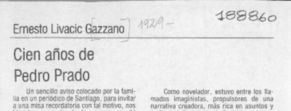 Cien años de Pedro Prado