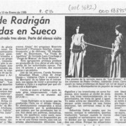 Obras de Radrigán estrenadas en sueco  [artículo].