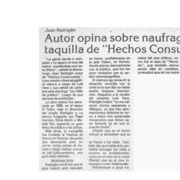 Autor opina sobre naufragio en taquilla de "Hechos consumados"  [artículo].