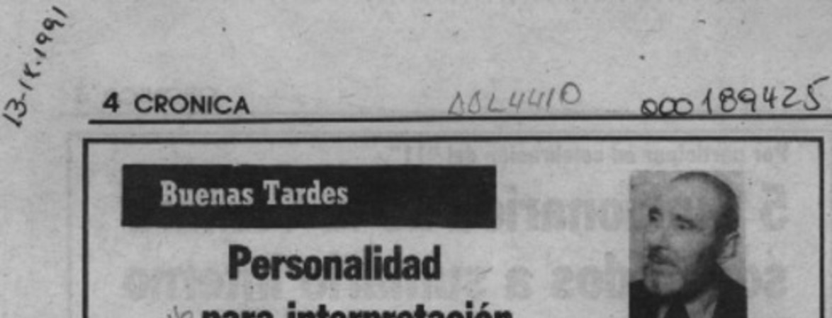 Personalidad para interpretación  [artículo] Oreste Plath.