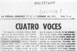Cuatro voces  [artículo] Ennio Moltedo.