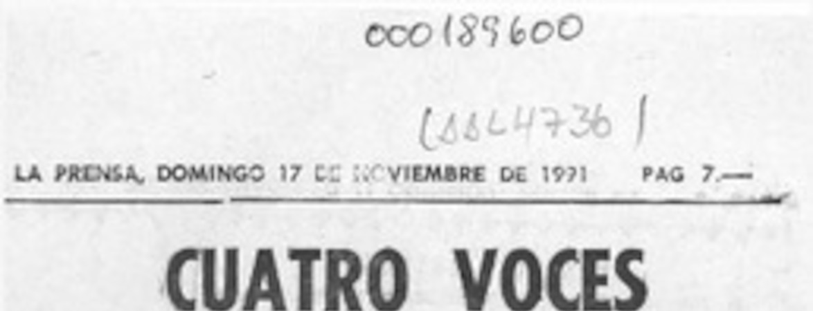 Cuatro voces  [artículo] Ennio Moltedo.