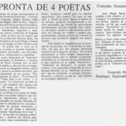 Impronta de 4 poetas  [artículo] Gonzalo Drago.