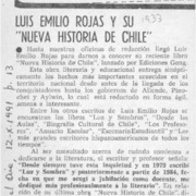 Luis Emilio Rojas y su "Nueva historia de Chile"  [artículo].
