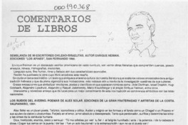 Comentarios de libros  [artículo] Edilberto Domarchi V.