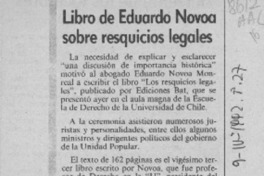 Libro de Eduardo Novoa sobre resquicios legales  [artículo].