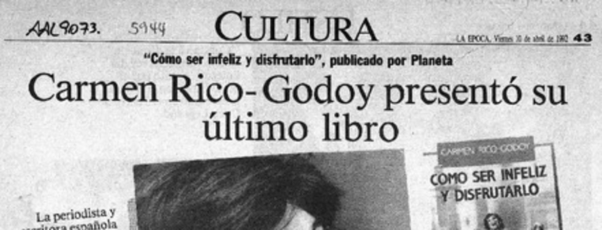 Carmen Rico-Godoy presentó su último libro  [artículo].