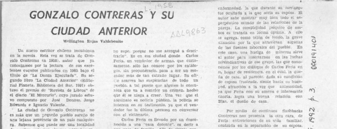Gonzalo Contreras y su ciudad anterior  [artículo] Wellington Rojas Valdebenito.