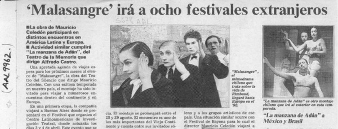 "Malasangre" irá a ocho festivales extranjeros  [artículo].