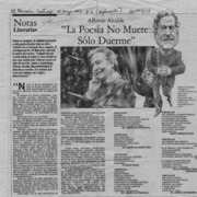 Alfonso Alcalde, "La Poesía no muere, sólo duerme"  [artículo].