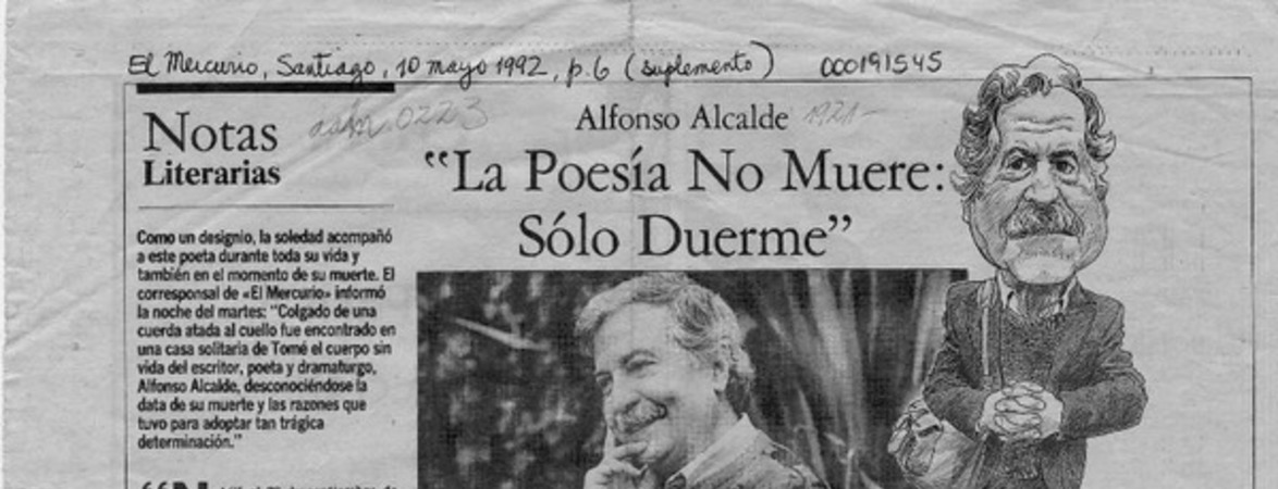 Alfonso Alcalde, "La Poesía no muere, sólo duerme"  [artículo].