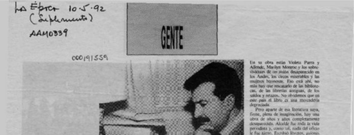 Alfonso Alcalde  [artículo] O. V.