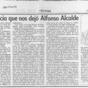La herencia que nos dejó Alfonso Alcalde  [artículo] Filebo.