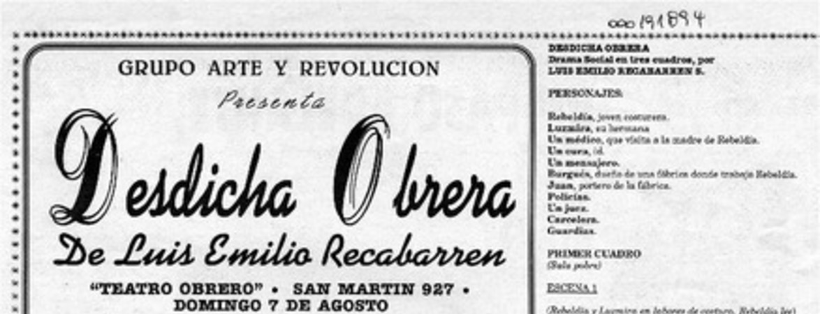 Luis Emilio Recabarren, desdicha obrera  [artículo] Pedro Bravo Elizondo.