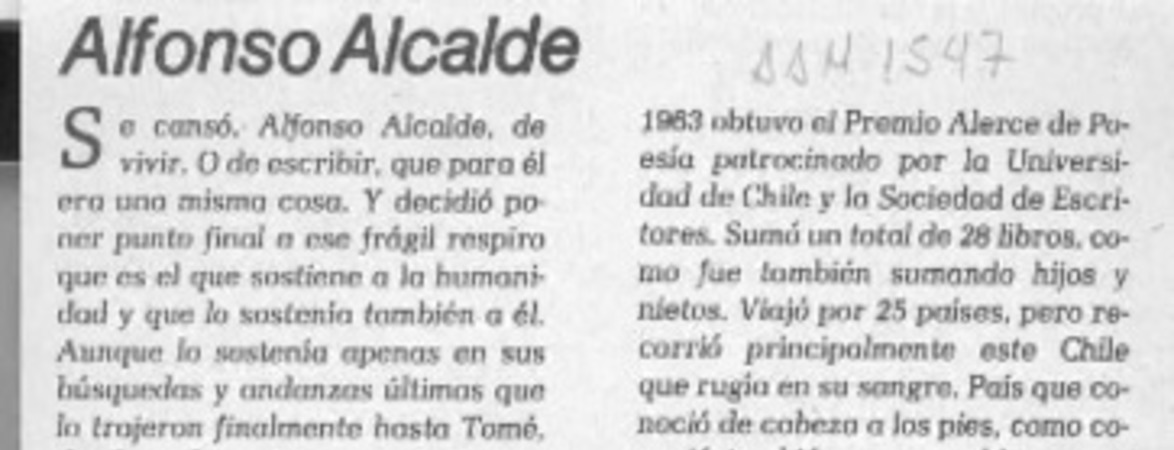 Alfonso Alcalde  [artículo] Anamaría Maack.