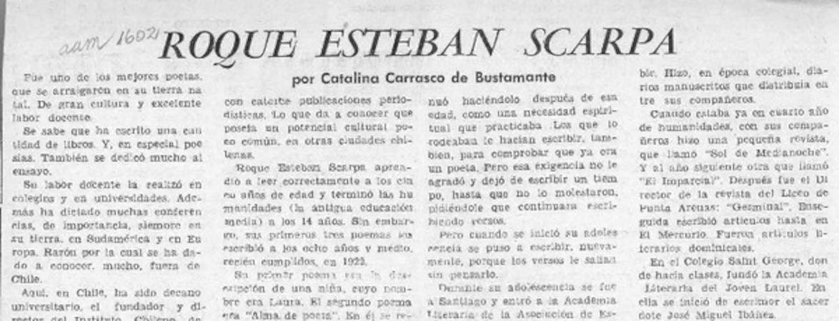 Roque Esteban Scarpa  [artículo] Catalina Carrasco de Bustamante.