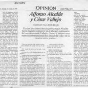 Alfonso Alcalde y César Vallejo  [artículo] Cristián Vila Riquelme.