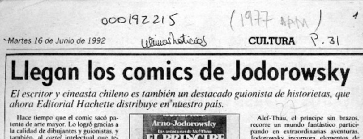 Llegan los comics de Jodorowsky  [artículo].