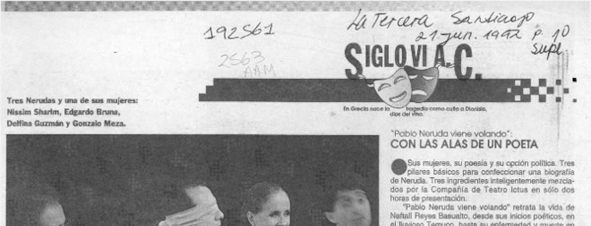 "Pablo Neruda viene volando", con las alas de un poeta