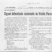 Siguen defendiendo nacimiento de Violeta Parra  [artículo] Remberto Fuentes Venegas.