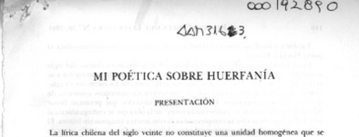 Mi poética sobre huerfanía  [artículo] Ana María Cuneo.