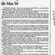 Verdades poéticas de Max Sir  [artículo] Edda Morales Bonasco.
