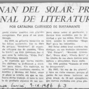 Hernán del Solar, Premio Nacional de Literatura 1968  [artículo] Catalina Carrasco de Bustamante.